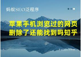 苹果手机浏览过的网页删除了还能找到吗知乎