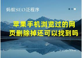 苹果手机浏览过的网页删除掉还可以找到吗