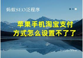 苹果手机淘宝支付方式怎么设置不了了