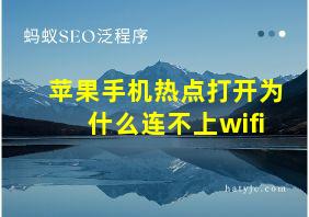 苹果手机热点打开为什么连不上wifi