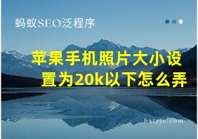 苹果手机照片大小设置为20k以下怎么弄