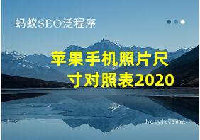 苹果手机照片尺寸对照表2020