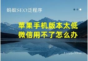 苹果手机版本太低微信用不了怎么办