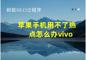 苹果手机用不了热点怎么办vivo