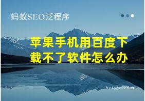 苹果手机用百度下载不了软件怎么办