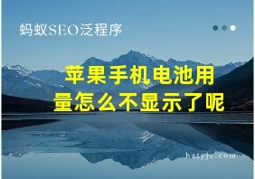 苹果手机电池用量怎么不显示了呢