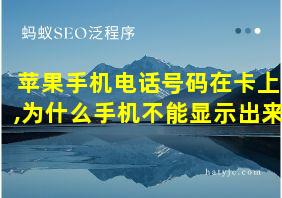 苹果手机电话号码在卡上,为什么手机不能显示出来