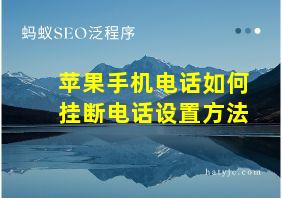 苹果手机电话如何挂断电话设置方法