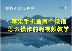 苹果手机登两个微信怎么操作的呢视频教学