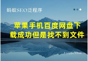 苹果手机百度网盘下载成功但是找不到文件