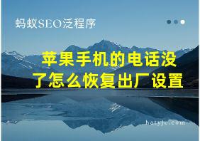 苹果手机的电话没了怎么恢复出厂设置