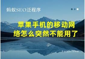 苹果手机的移动网络怎么突然不能用了