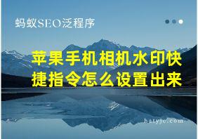 苹果手机相机水印快捷指令怎么设置出来