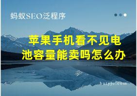 苹果手机看不见电池容量能卖吗怎么办