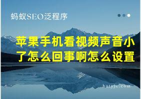 苹果手机看视频声音小了怎么回事啊怎么设置