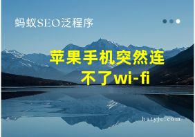 苹果手机突然连不了wi-fi