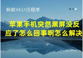 苹果手机突然黑屏没反应了怎么回事啊怎么解决