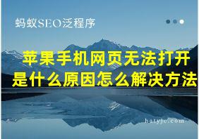 苹果手机网页无法打开是什么原因怎么解决方法