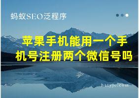 苹果手机能用一个手机号注册两个微信号吗