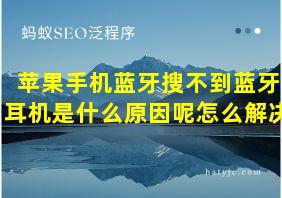 苹果手机蓝牙搜不到蓝牙耳机是什么原因呢怎么解决