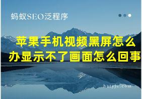 苹果手机视频黑屏怎么办显示不了画面怎么回事