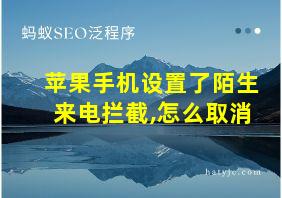 苹果手机设置了陌生来电拦截,怎么取消