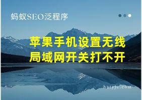 苹果手机设置无线局域网开关打不开