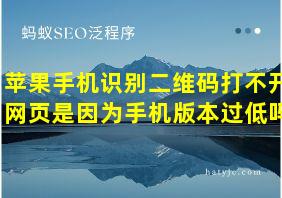 苹果手机识别二维码打不开网页是因为手机版本过低吗