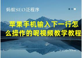 苹果手机输入下一行怎么操作的呢视频教学教程