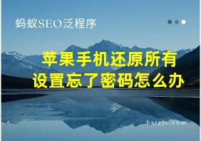 苹果手机还原所有设置忘了密码怎么办