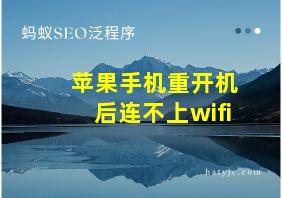 苹果手机重开机后连不上wifi