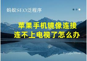 苹果手机镜像连接连不上电视了怎么办