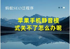 苹果手机静音模式关不了怎么办呢