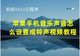 苹果手机音乐声音怎么设置成铃声视频教程