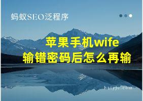 苹果手机wife 输错密码后怎么再输