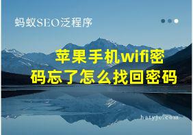 苹果手机wifi密码忘了怎么找回密码