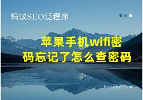 苹果手机wifi密码忘记了怎么查密码