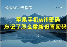 苹果手机wifi密码忘记了怎么重新设置密码