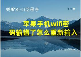 苹果手机wifi密码输错了怎么重新输入