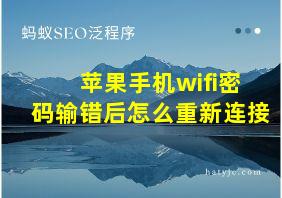 苹果手机wifi密码输错后怎么重新连接