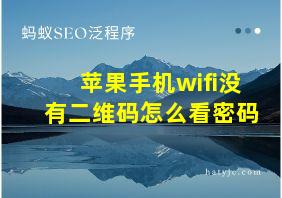 苹果手机wifi没有二维码怎么看密码