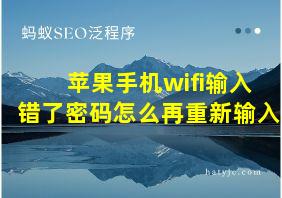 苹果手机wifi输入错了密码怎么再重新输入