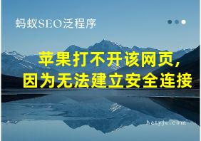 苹果打不开该网页,因为无法建立安全连接