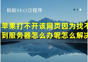 苹果打不开该网页因为找不到服务器怎么办呢怎么解决