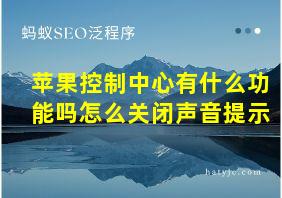 苹果控制中心有什么功能吗怎么关闭声音提示