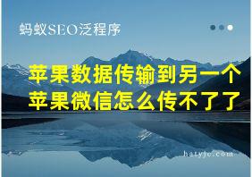 苹果数据传输到另一个苹果微信怎么传不了了