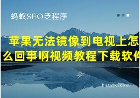 苹果无法镜像到电视上怎么回事啊视频教程下载软件