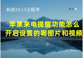 苹果来电提醒功能怎么开启设置的呢图片和视频