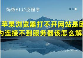 苹果浏览器打不开网站是因为连接不到服务器该怎么解决