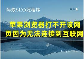 苹果浏览器打不开该网页因为无法连接到互联网